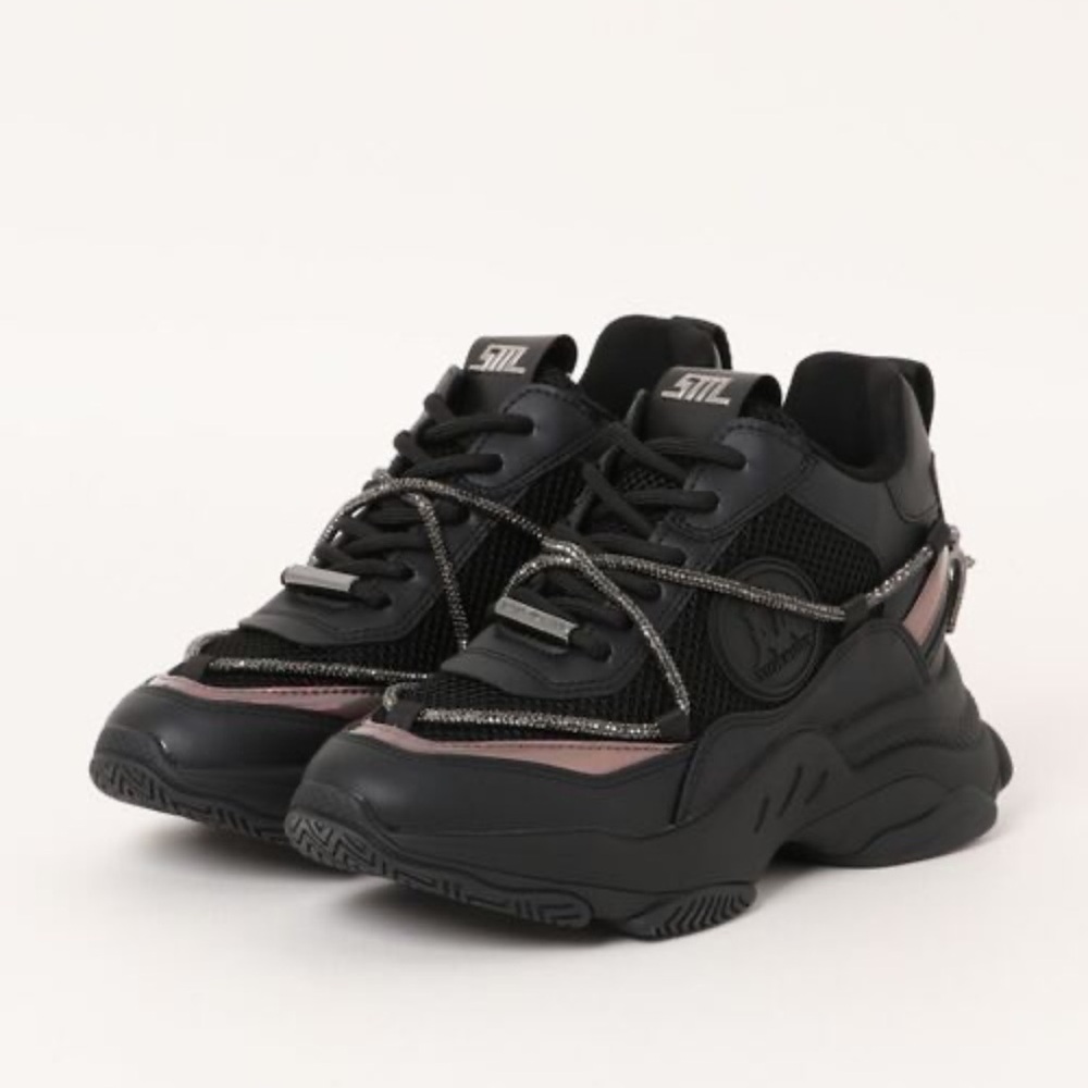 Steve Madden MOTOCROSS BLACK/PEWTER Chunky Sneakers sz 6